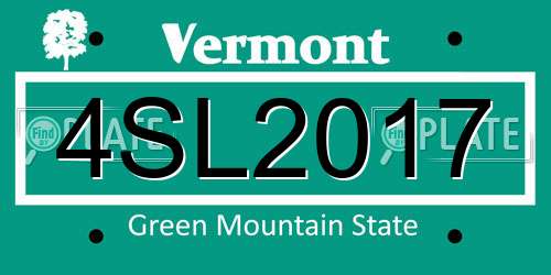 4SL2017 Vermont License Plate