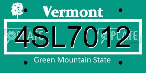 4SL7012 Vermont License Plate