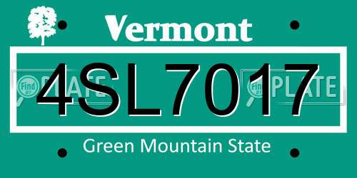 4SL7017 Vermont License Plate