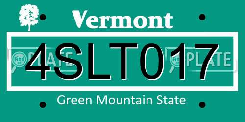 4SLT017 Vermont License Plate