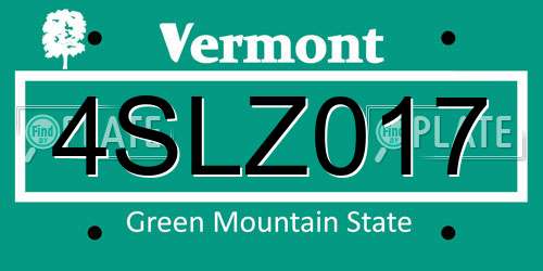 4SLZ017 Vermont License Plate