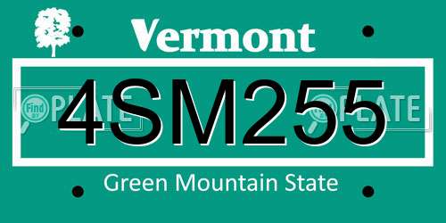4SM255 Vermont License Plate