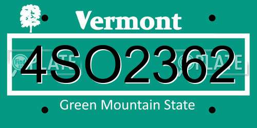 4SO2362 Vermont License Plate