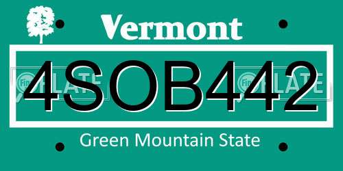 4SOB442 Vermont License Plate