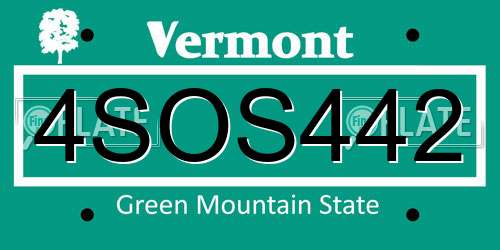 4SOS442 Vermont License Plate