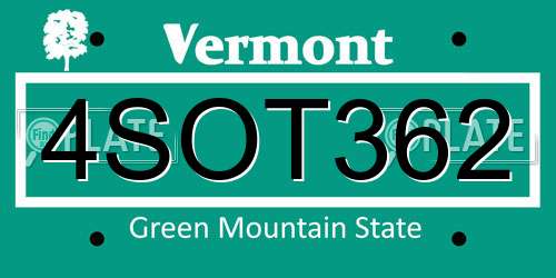 4SOT362 Vermont License Plate