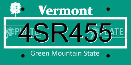 4SR455 Vermont License Plate