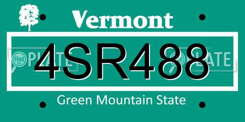 4SR488 Vermont License Plate