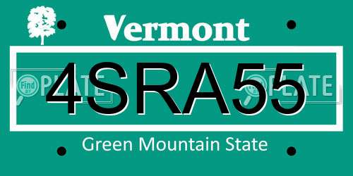 4SRA55 Vermont License Plate