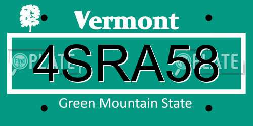 4SRA58 Vermont License Plate