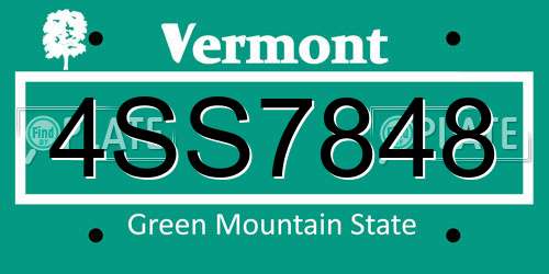 4SS7848 Vermont License Plate