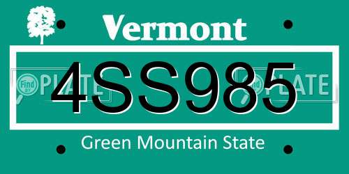4SS985 Vermont License Plate