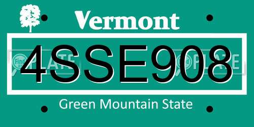 4SSE908 Vermont License Plate