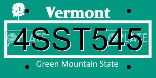 4SST545 Vermont License Plate