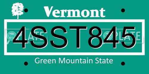4SST845 Vermont License Plate