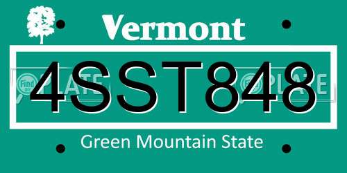 4SST848 Vermont License Plate
