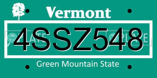 4SSZ548 Vermont License Plate