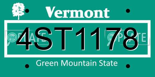 4ST1178 Vermont License Plate