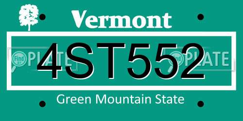 4ST552 Vermont License Plate