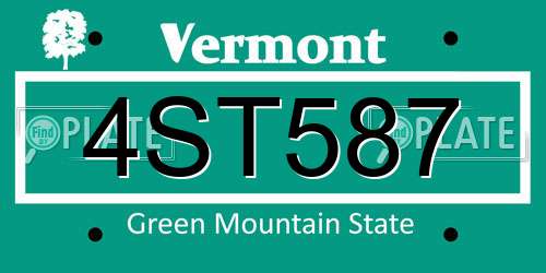 4ST587 Vermont License Plate