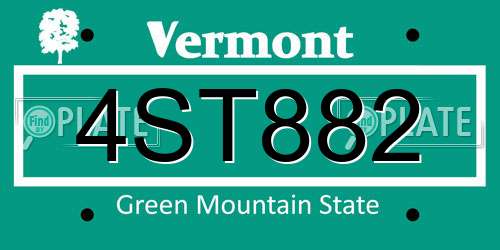 4ST882 Vermont License Plate
