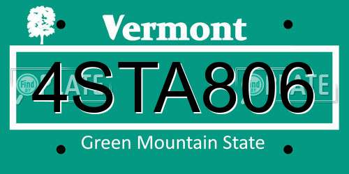 4STA806 Vermont License Plate