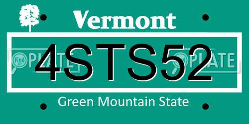 4STS52 Vermont License Plate