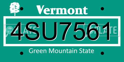 4SU7561 Vermont License Plate