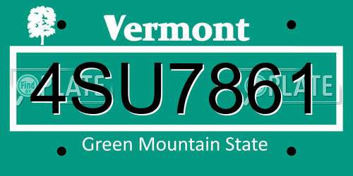 4SU7861 Vermont License Plate