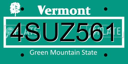 4SUZ561 Vermont License Plate