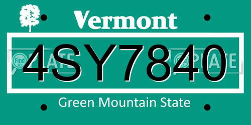 4SY7840 Vermont License Plate