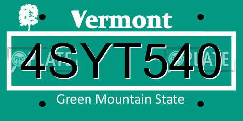 4SYT540 Vermont License Plate