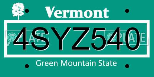4SYZ540 Vermont License Plate
