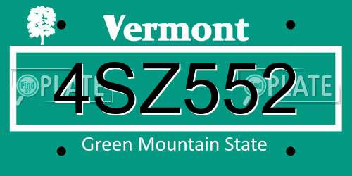 4SZ552 Vermont License Plate