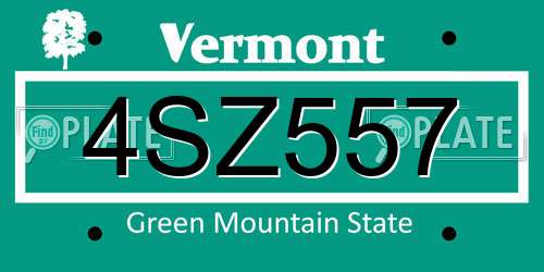 4SZ557 Vermont License Plate