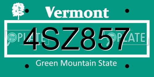 4SZ857 Vermont License Plate