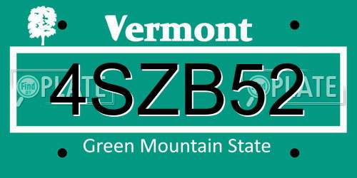 4SZB52 Vermont License Plate