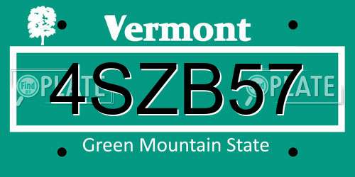 4SZB57 Vermont License Plate