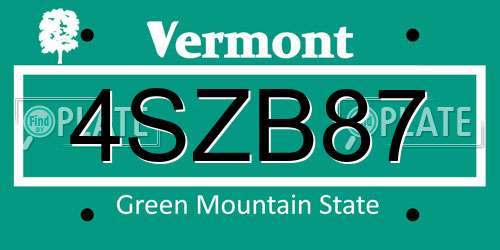 4SZB87 Vermont License Plate
