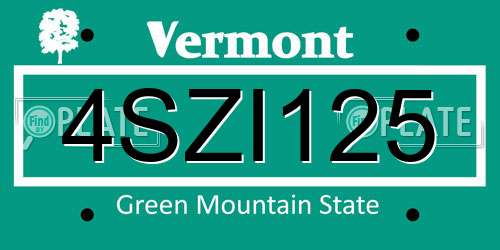 4SZI125 Vermont License Plate