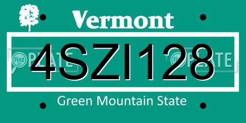 4SZI128 Vermont License Plate