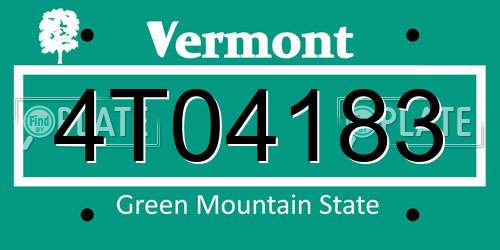 4T04183 Vermont License Plate