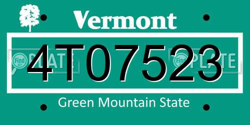 4T07523 Vermont License Plate
