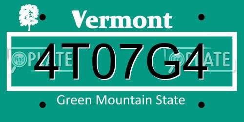 4T07G4 Vermont License Plate