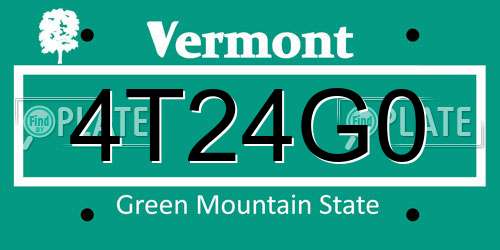 4T24G0 Vermont License Plate