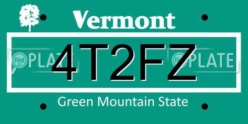 4T2FZ Vermont License Plate