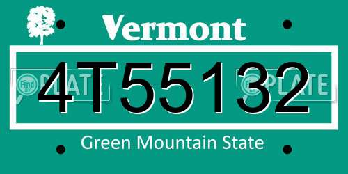 4T55132 Vermont License Plate