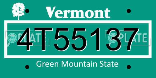 4T55137 Vermont License Plate