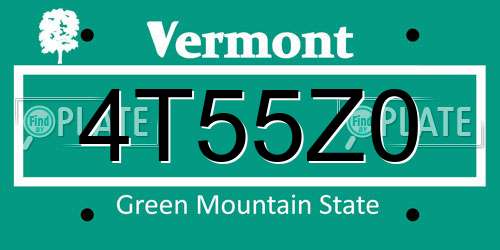 4T55Z0 Vermont License Plate