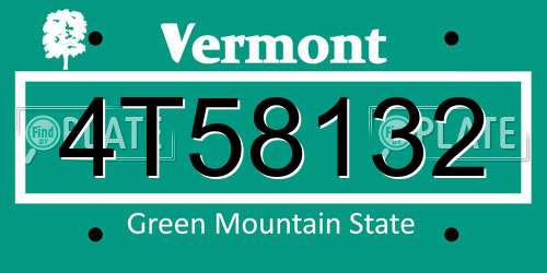 4T58132 Vermont License Plate